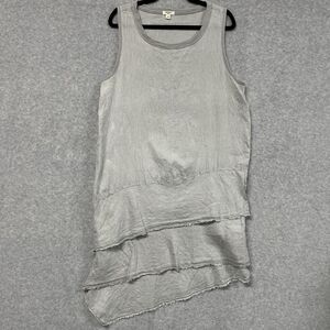 Dylan Gray Linen Sleeveless Dress L Asymmetrical Hem Boho Summer